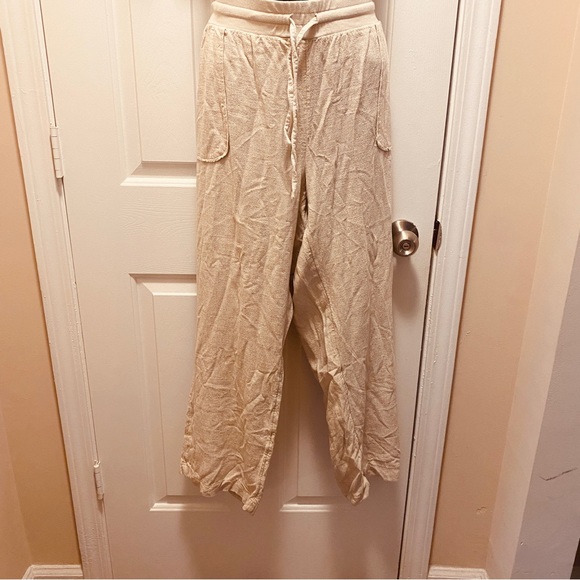 Marissa Olivia Linen Blend Women’s Cropped Casual Pants Cream NWOT Wide Leg XL - Picture 2 of 8